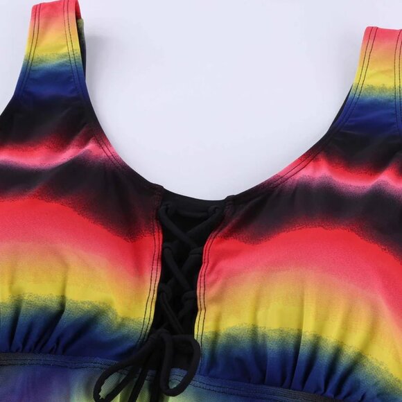 Multicolor Tie-Dye Ombre Swimdress Tankini Set โ Size Small - Picture 3 of 5